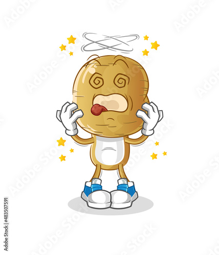 potato head cartoon dizzy mascot. cartoon vector