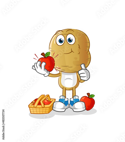 potato head cartoon eating an apple illustration. character vector
