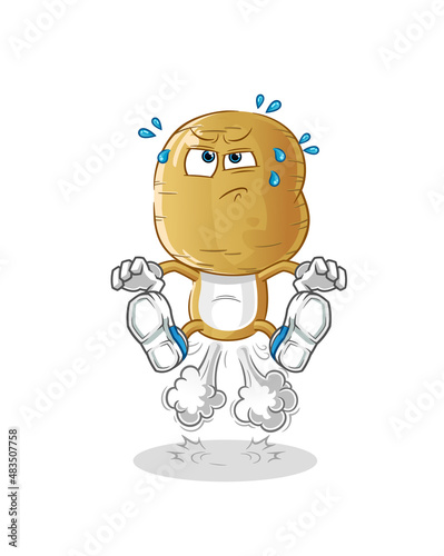 potato head cartoon fart jumping illustration. character vector