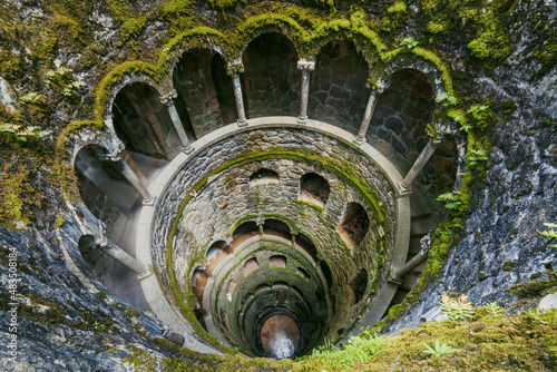 The underground initiation well of Quinta da Regaleira in Sintra, Portugal