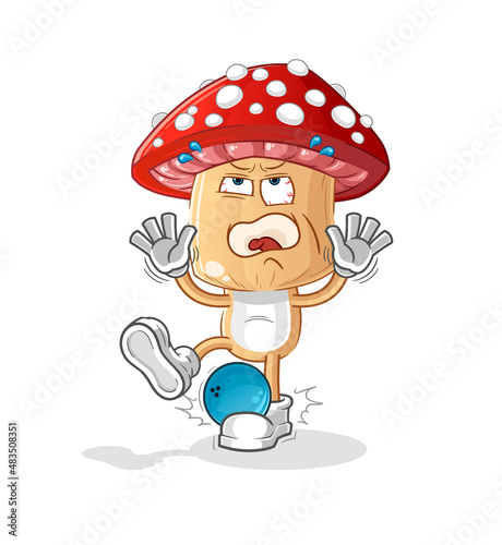 red mushroom head cartoon hiten by bowling. cartoon mascot vector