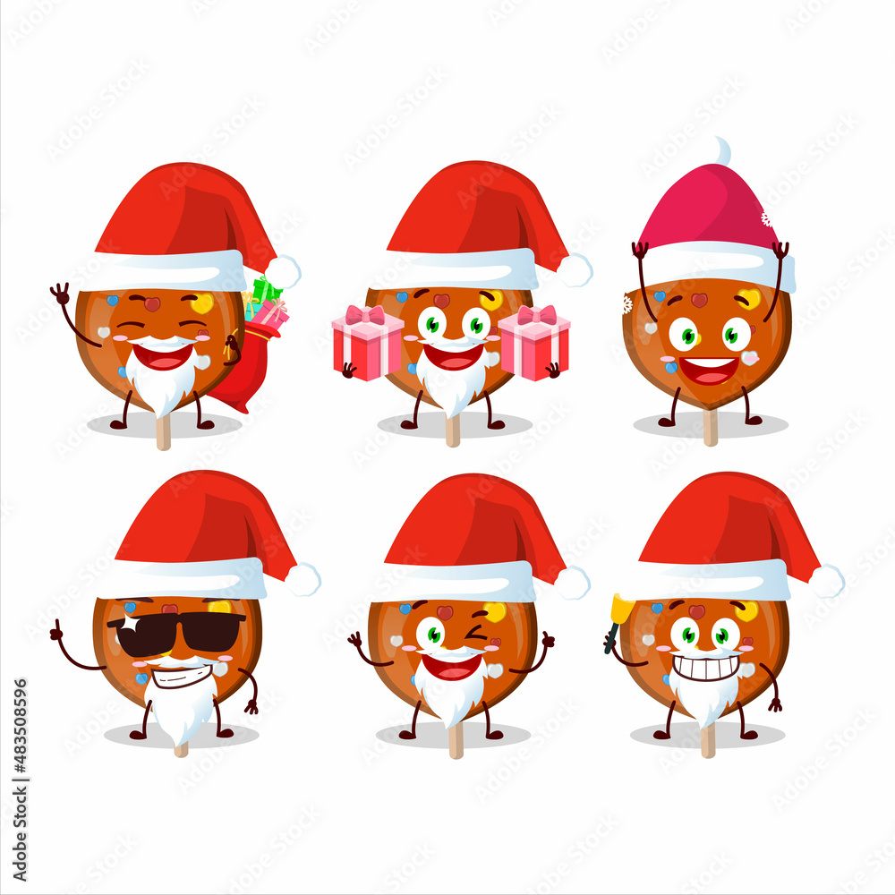 Santa Claus emoticons with orange lolipop love cartoon character