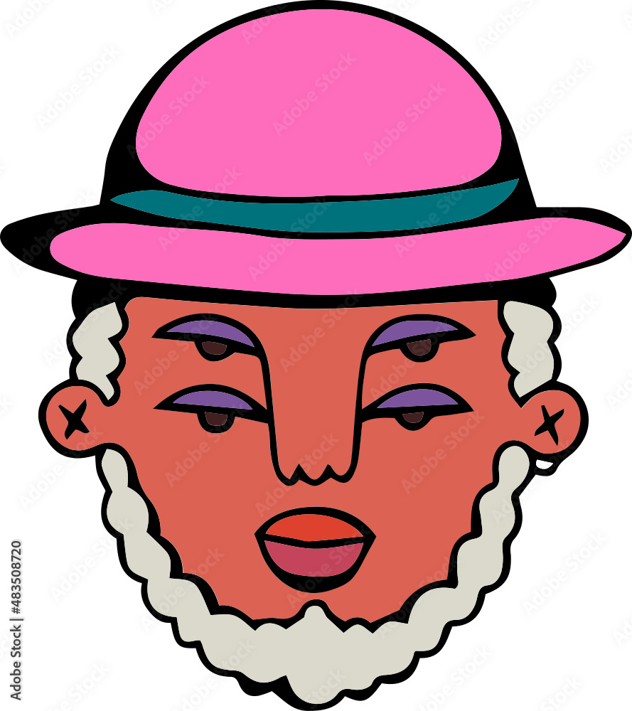 Face portrait of queer person of age wearing a hat Face portrait of queer person of age wearing a hat