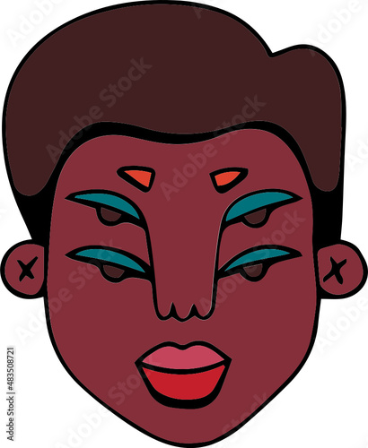 Face portrait of queer person with afro hair