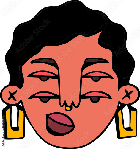 Face portrait of queer person with earrings