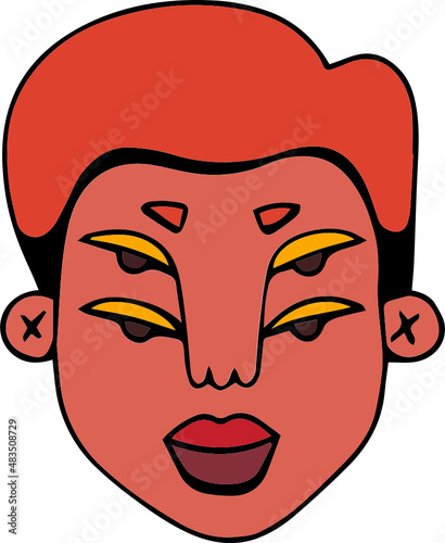 Face portrait of queer person with afro hair