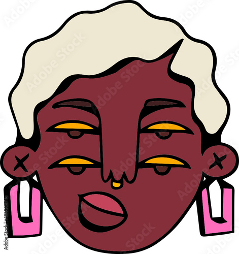 Face portrait of queer person with white hair