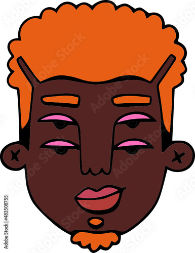 Face portrait of queer person with beard