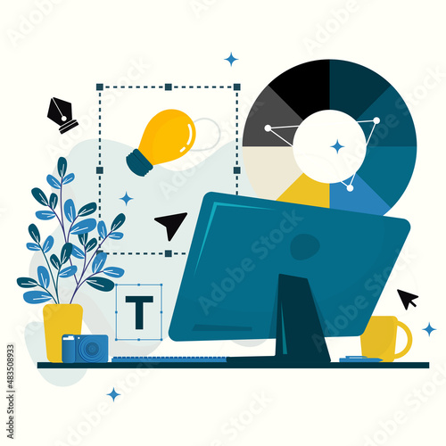Graphic Designer Digital Graphic Drawing Tool Flat Design Illustration