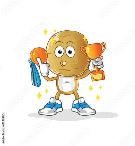 potato head cartoon winner with trophie. cartoon character