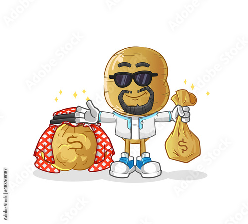 potato head cartoon rich arabian mascot. cartoon vector