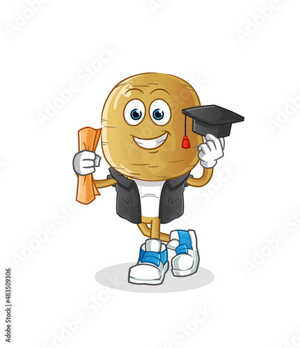 potato head cartoon graduation vector. cartoon character