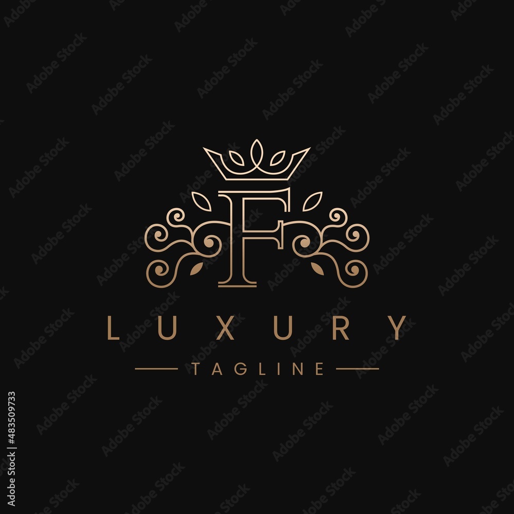 Letter F Royal Luxury Logo Design Stock Vector | Adobe Stock