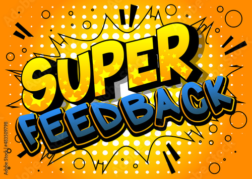 Feedback. Comic book word text on abstract comics background. Retro pop art style illustration.