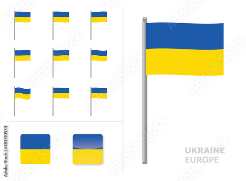 Ukraine Flag Country Waving Animation App Icon Vector