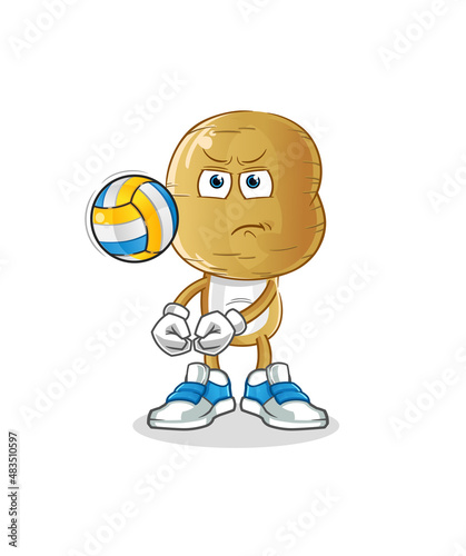 potato head cartoon play volleyball mascot. cartoon vector