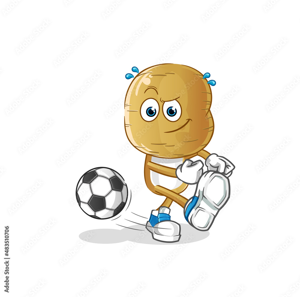 potato head cartoon kicking the ball. cartoon mascot vector