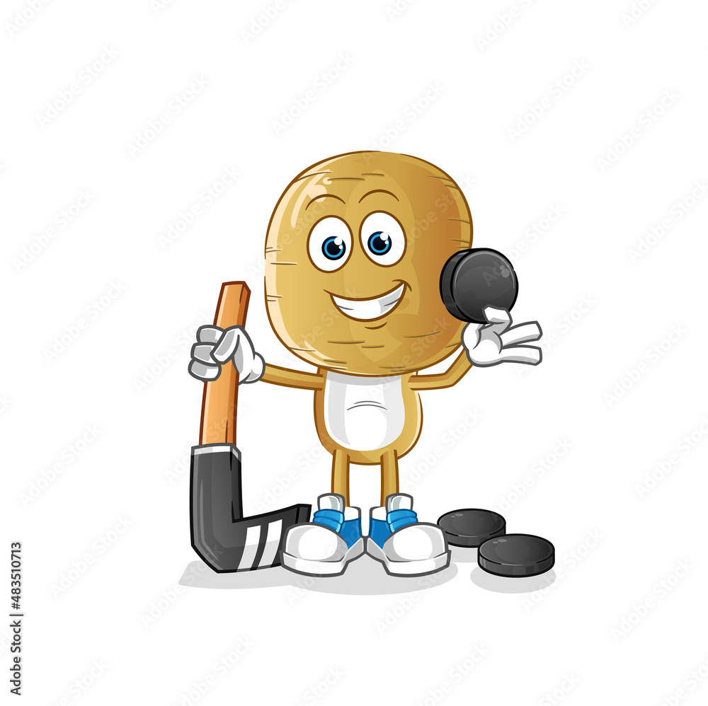 potato head cartoon playing hockey vector. cartoon character potato head cartoon playing hockey vector. cartoon character
