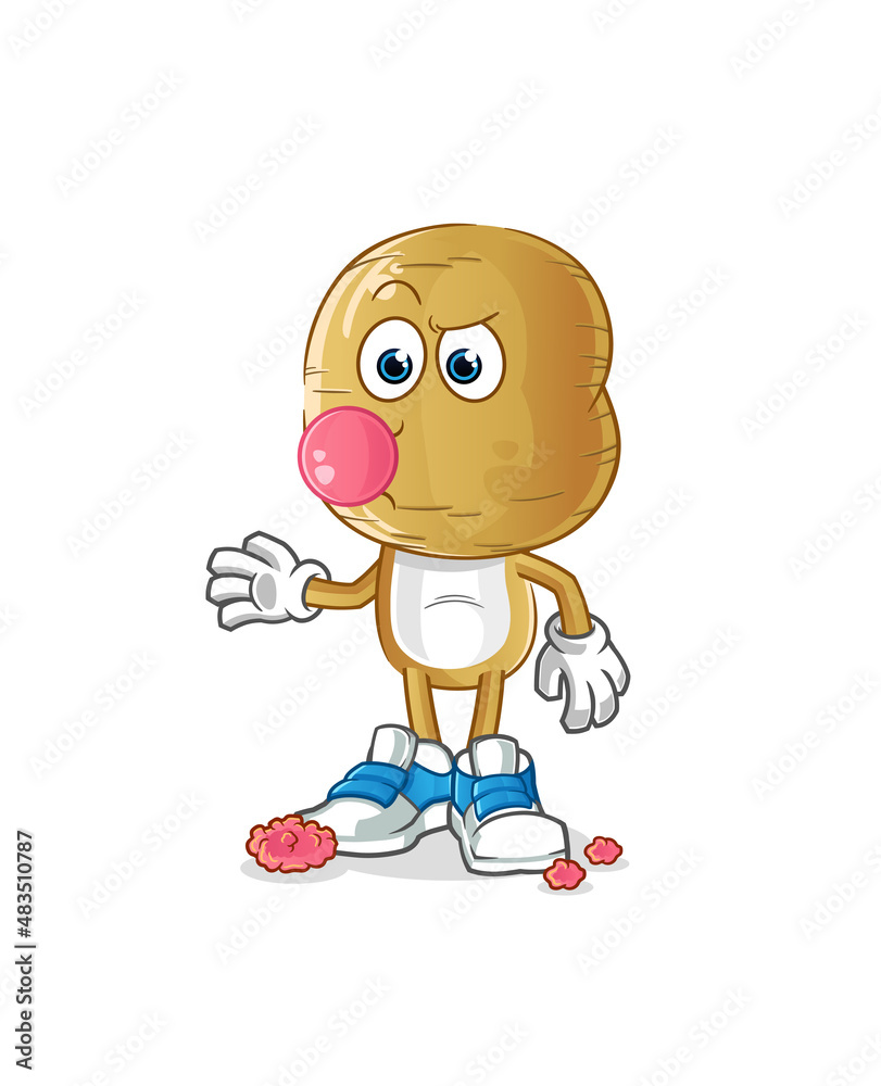 potato head cartoon chewing gum vector. cartoon character potato head cartoon chewing gum vector. cartoon character