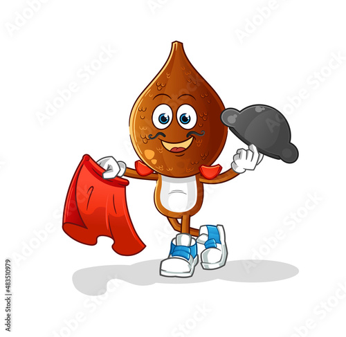 snake fruit head cartoon matador with red cloth illustration. character vector