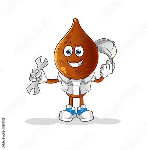 snake fruit head cartoon mechanic cartoon. cartoon mascot vector