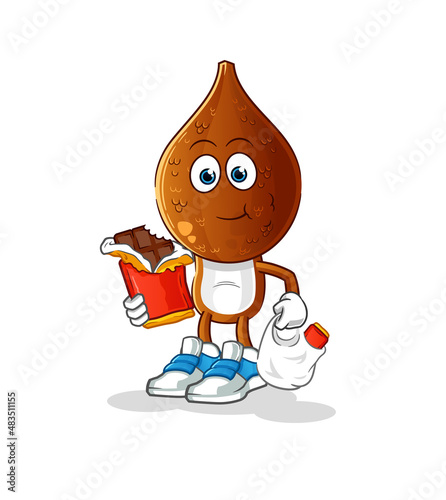 snake fruit head cartoon eat chocolate mascot. cartoon vector