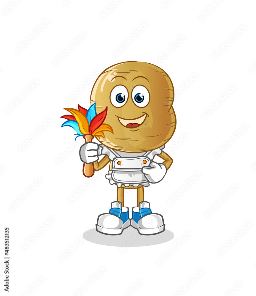 potato head cartoon maid mascot. cartoon vector potato head cartoon maid mascot. cartoon vector