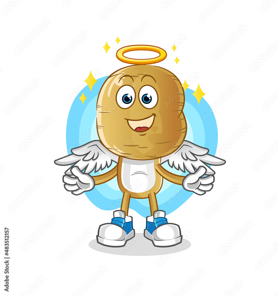 potato head cartoon angel with wings vector. cartoon character