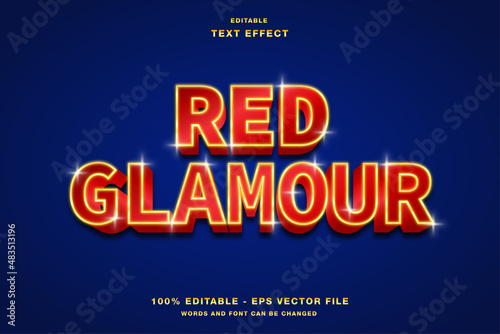 Red Glamour Gold 3D Editable Text Effect