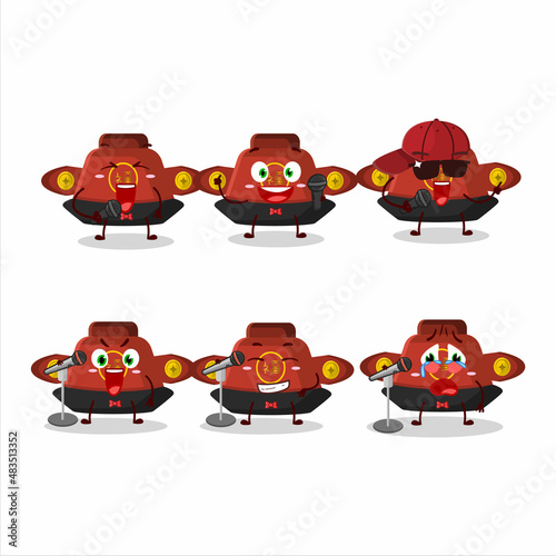 A Cute Cartoon design concept of red chinese hat singing a famous song