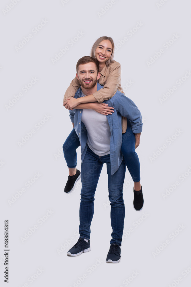 Girl Riding Man Back. Man Holding Girl. Couple Isolated. Girl on Man Back Sitting. Love Girl Riding Man Back. Man Holding Girl. Couple Isolated. Girl on Man Back Sitting. Love