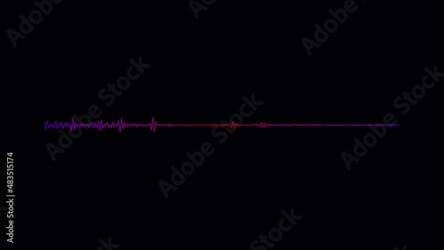 Colorful Digital audio equalizer. Audio spectrum simulation on transparent background. Loopable pulsating sound visualization effect. Multicolor digital backdrop with alpha channel. 4k