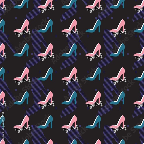 Sexy Elegant High Heels for Ladies Vector Graphic Seamless Pattern