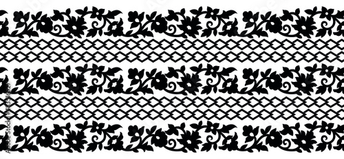 Seamless vector tribal floral border