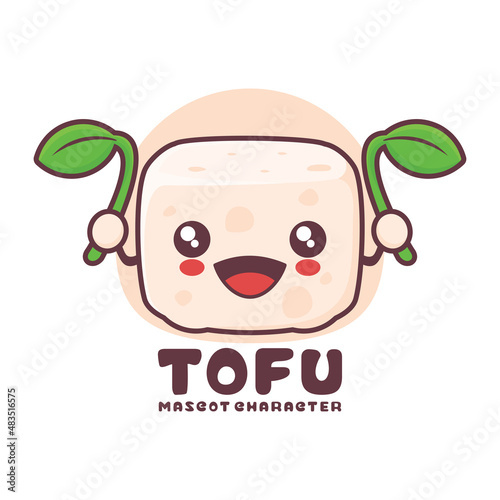 vector tofu cartoon mascot, suitable for, logos, prints, stickers, etc