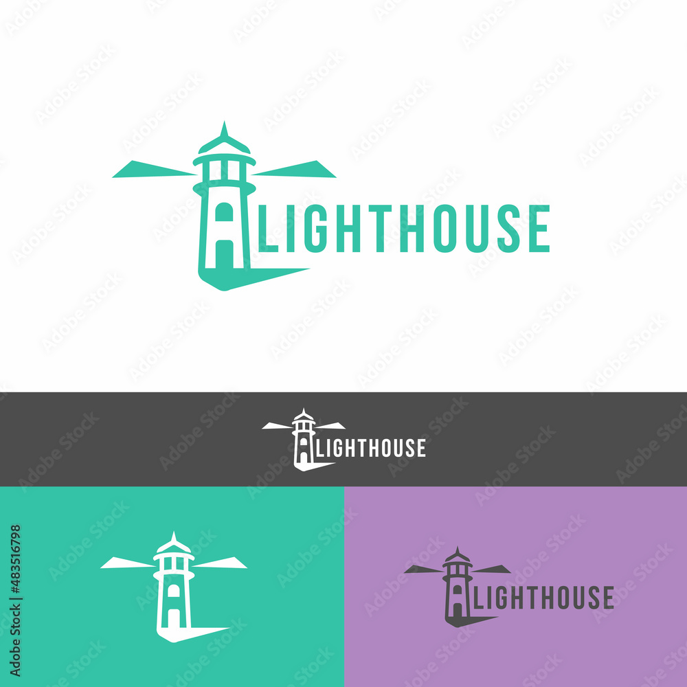 Simple lighthouse tower logo design