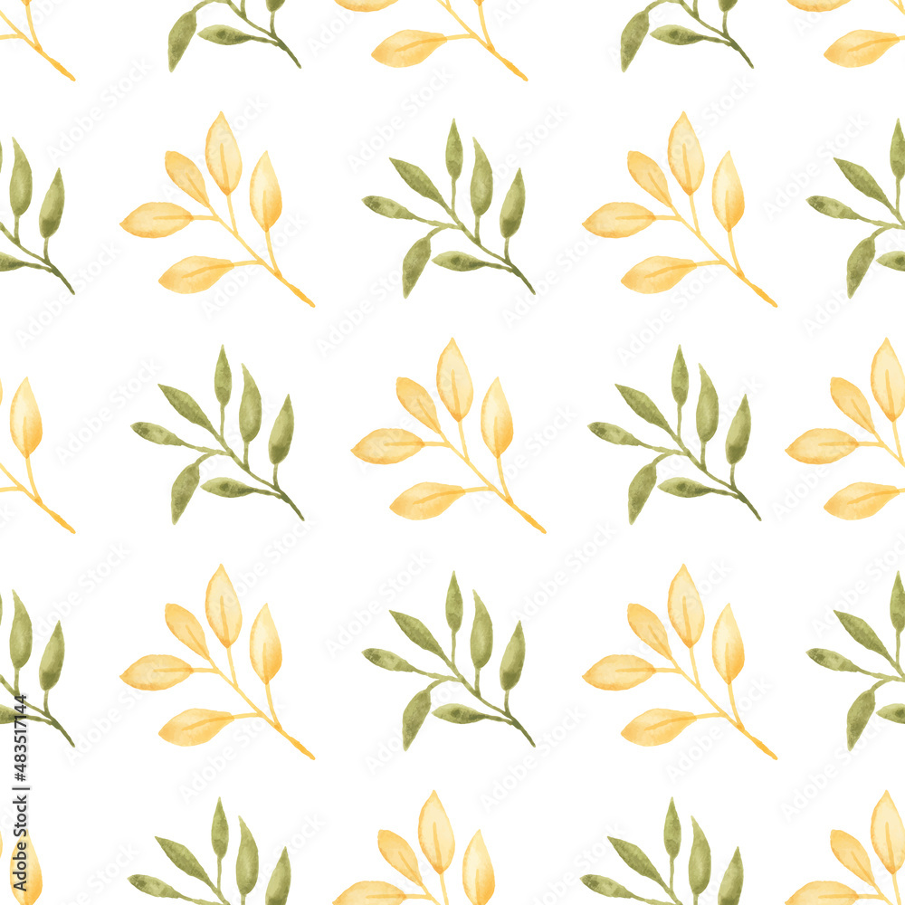 Watercolor leaf seamless pattern Watercolor leaf seamless pattern