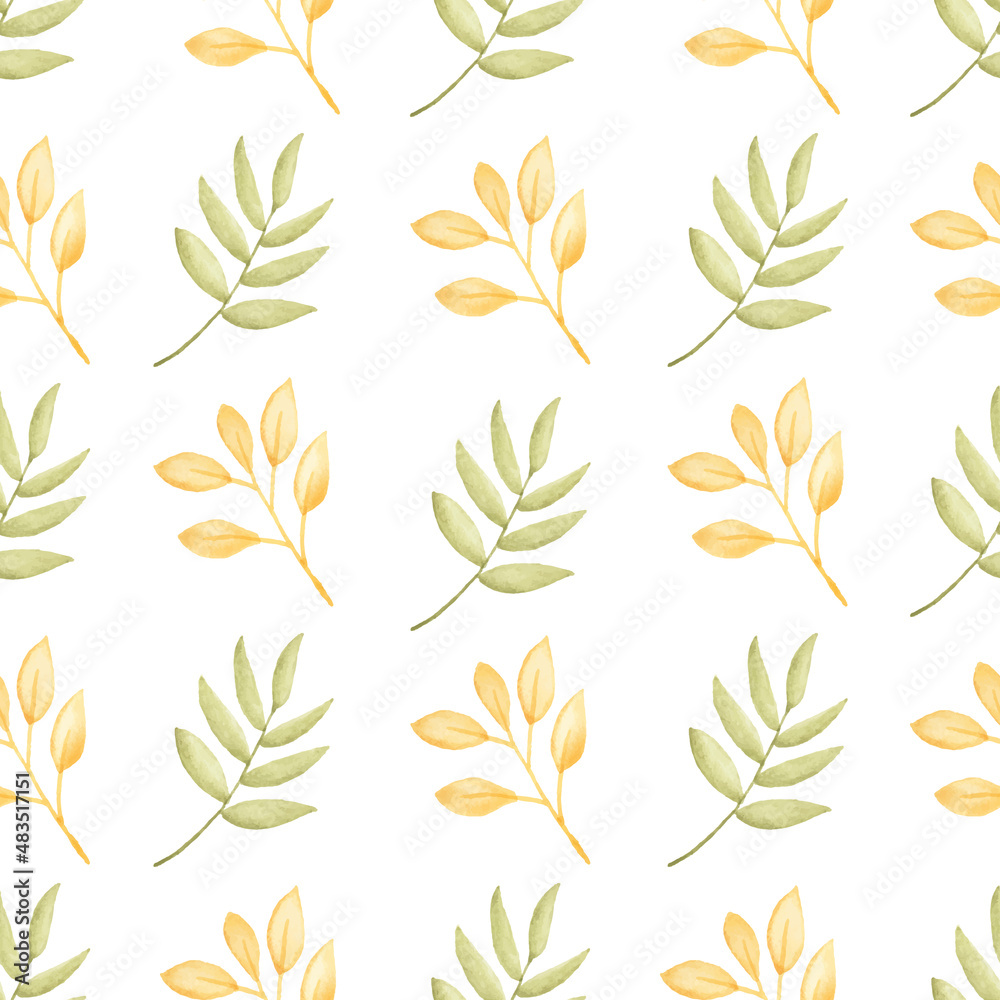 Watercolor leaf seamless pattern Watercolor leaf seamless pattern