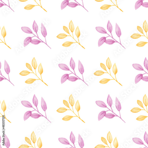 Watercolor leaf seamless pattern