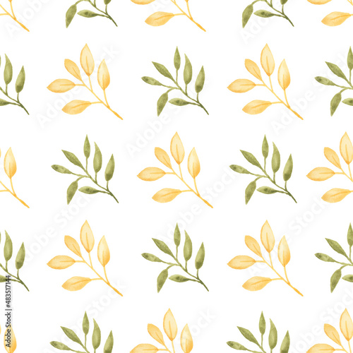 Watercolor leaf seamless pattern