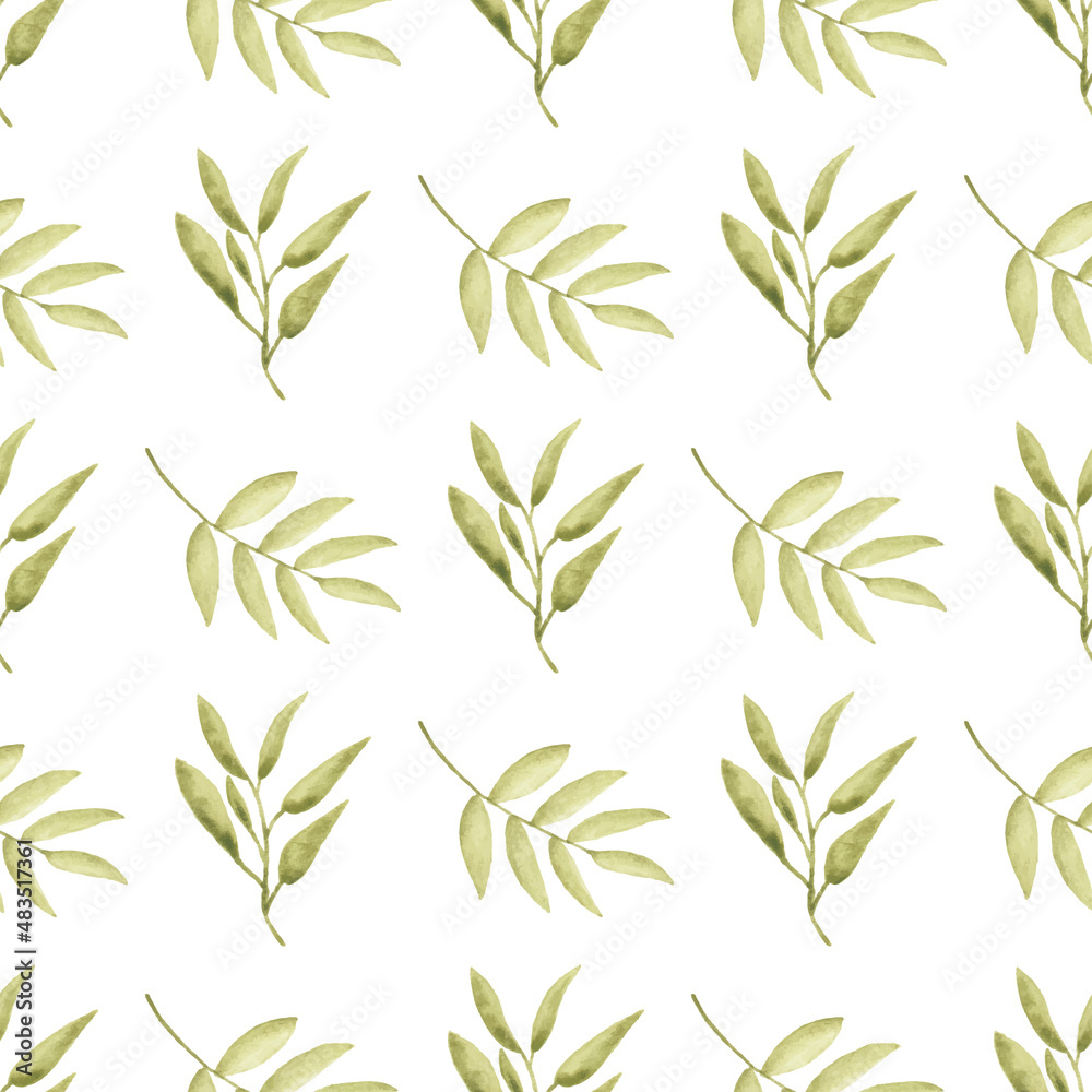 Watercolor leaf seamless pattern Watercolor leaf seamless pattern