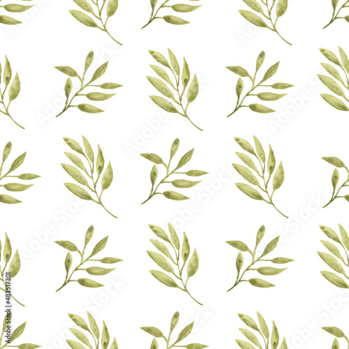 Watercolor leaf seamless pattern