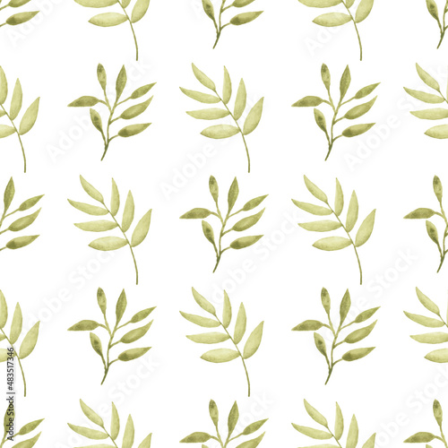 Watercolor leaf seamless pattern