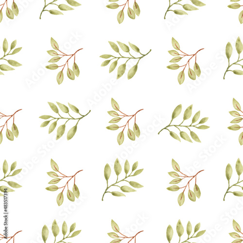 Watercolor leaf seamless pattern