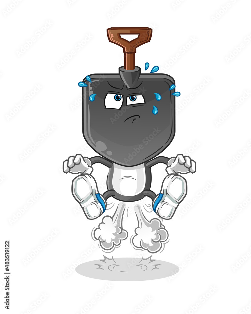 shovel head cartoon fart jumping illustration. character vector shovel head cartoon fart jumping illustration. character vector