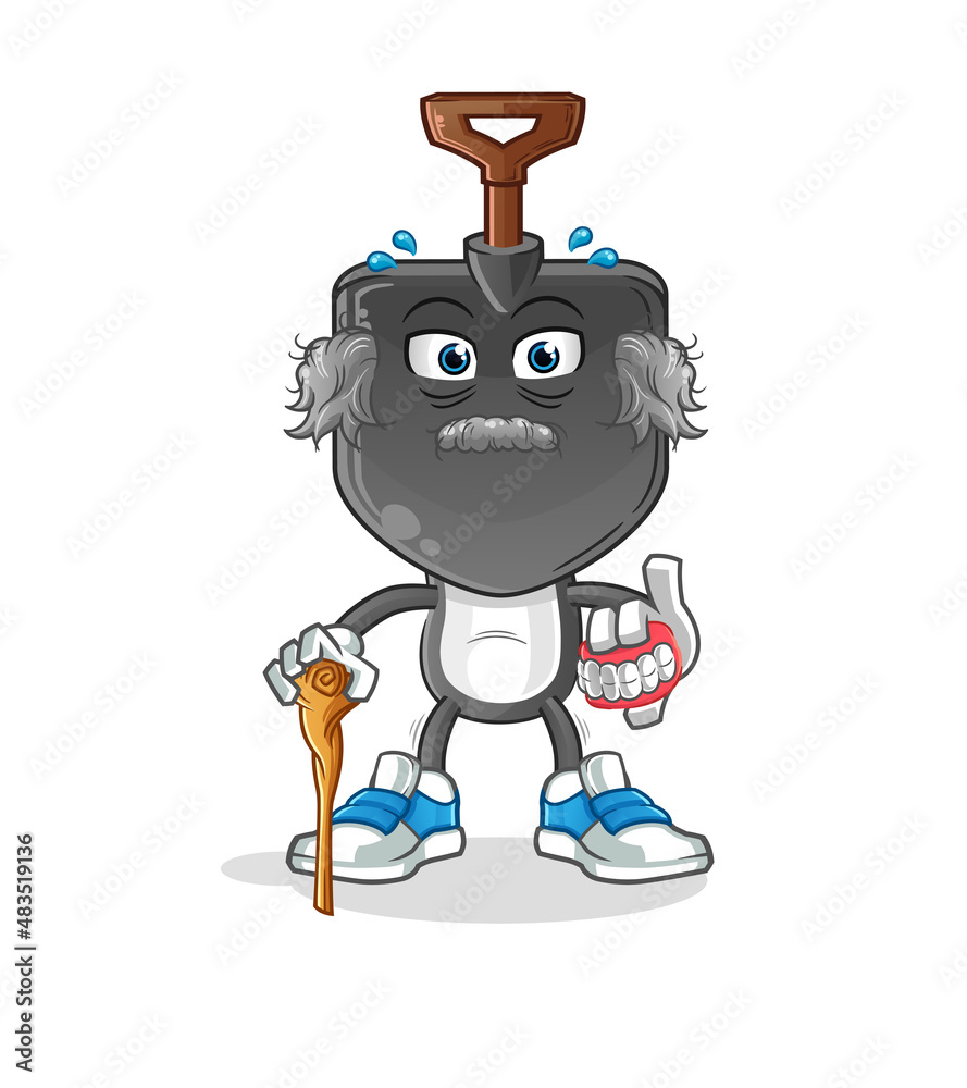 shovel head cartoon white haired old man. character vector shovel head cartoon white haired old man. character vector