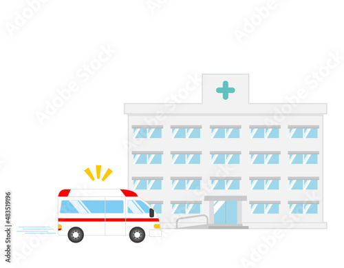 救急車　病院　ベクターイラスト
