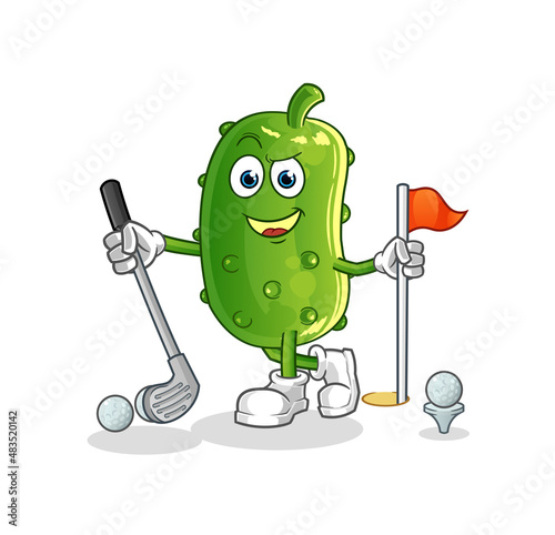 cucumber playing golf vector. cartoon character photo