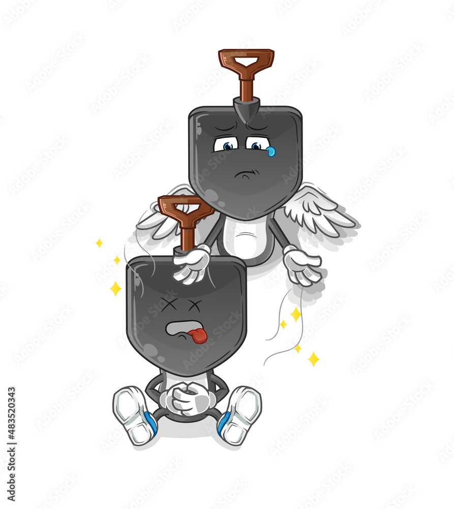 shovel head cartoon spirit leaves the body mascot. cartoon vector shovel head cartoon spirit leaves the body mascot. cartoon vector