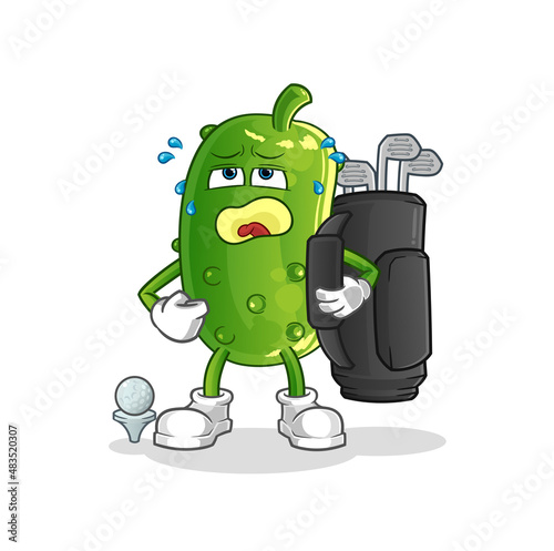 cucumber with golf equipment. cartoon mascot vector photo